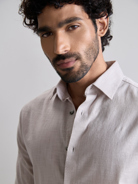 Plain Slub Tailored Fit Shirt