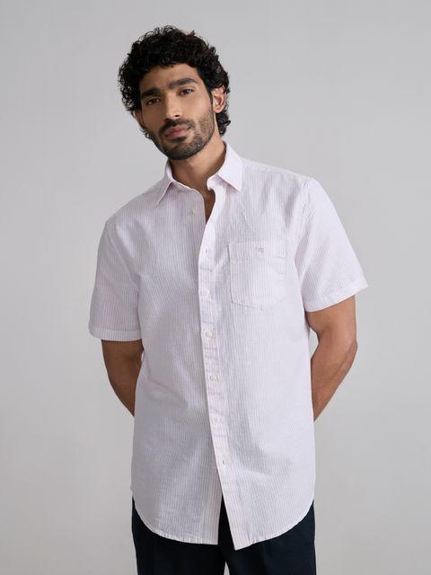 Striped Slub Tailored Fit Shirt