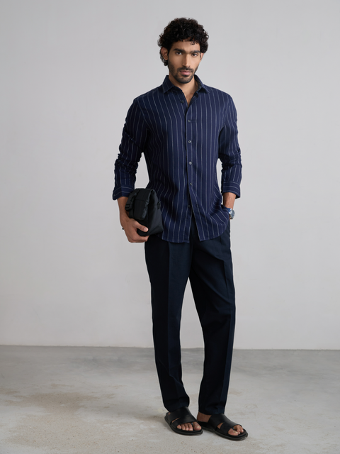 Striped Slub Tailored Fit Shirt