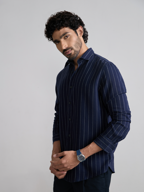 Striped Slub Tailored Fit Shirt