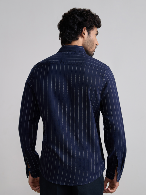 Striped Slub Tailored Fit Shirt