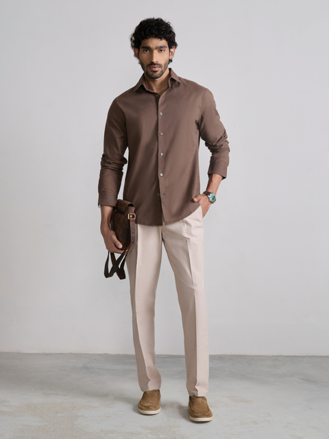 Plain Slub Tailored Fit Shirt