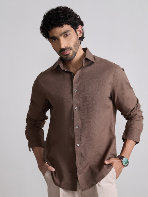 Plain Slub Tailored Fit Shirt