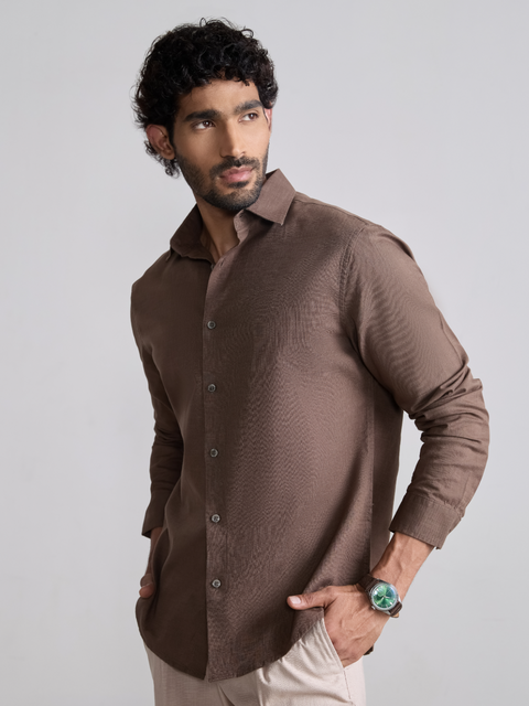 Plain Slub Tailored Fit Shirt
