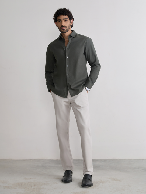 Plain Slub Tailored Fit Shirt