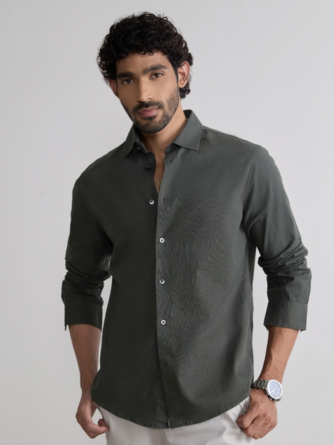 Plain Slub Tailored Fit Shirt