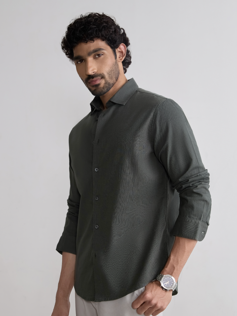 Plain Slub Tailored Fit Shirt