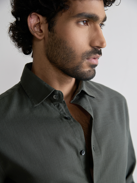 Plain Slub Tailored Fit Shirt