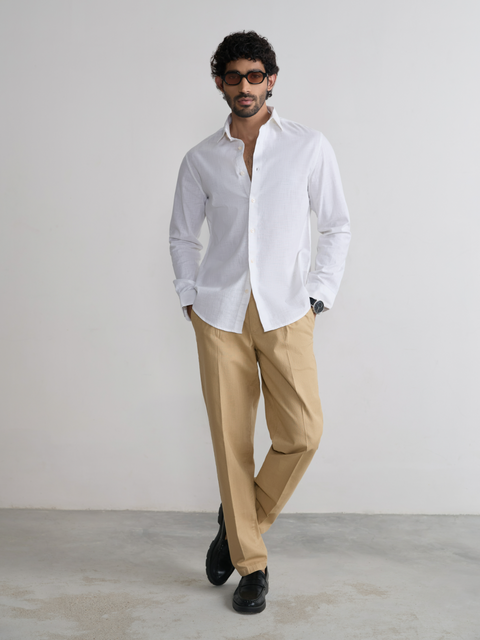 Plain Slub Tailored Fit Shirt