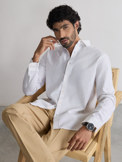 Plain Slub Tailored Fit Shirt