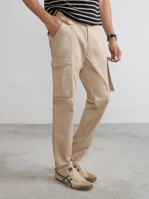 Dobby Slim Fit Cargo Trousers
