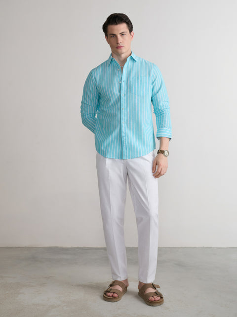 Striped Slub Tailored Fit Shirt
