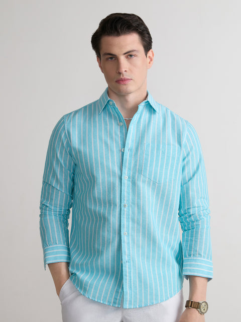 Striped Slub Tailored Fit Shirt