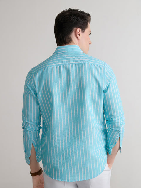 Striped Slub Tailored Fit Shirt