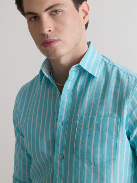Striped Slub Tailored Fit Shirt