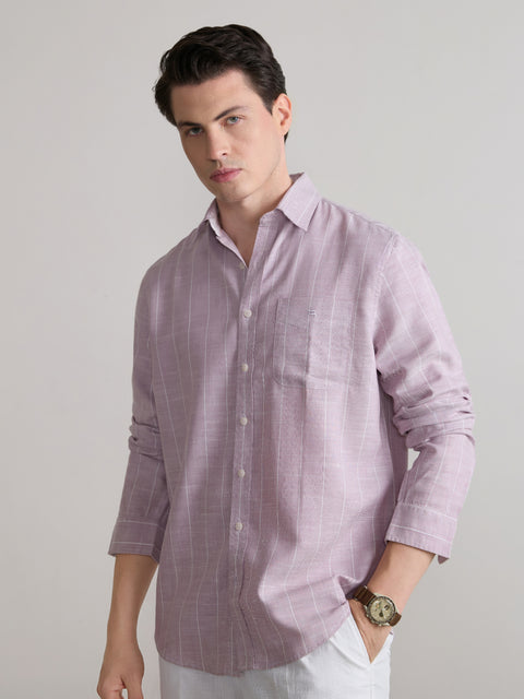 Striped Slub Tailored Fit Shirt