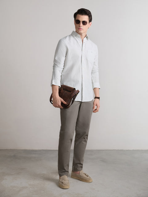 Striped Slub Tailored Fit Shirt