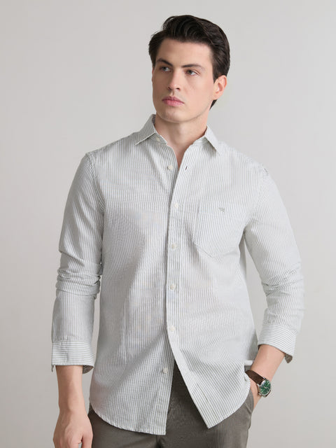Striped Slub Tailored Fit Shirt