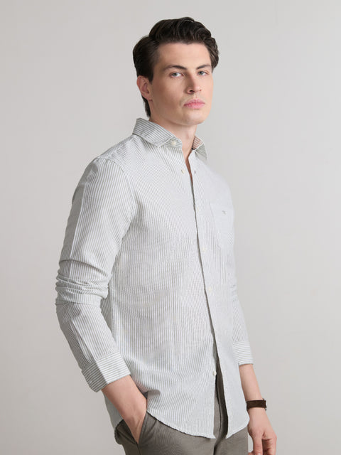 Striped Slub Tailored Fit Shirt