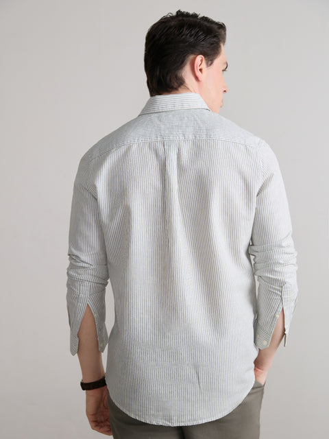 Striped Slub Tailored Fit Shirt