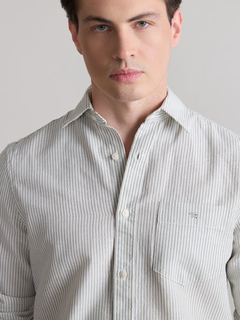 Striped Slub Tailored Fit Shirt