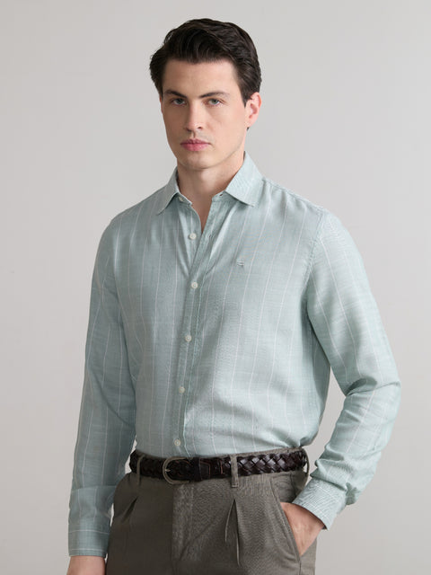 Striped Slub Tailored Fit Shirt