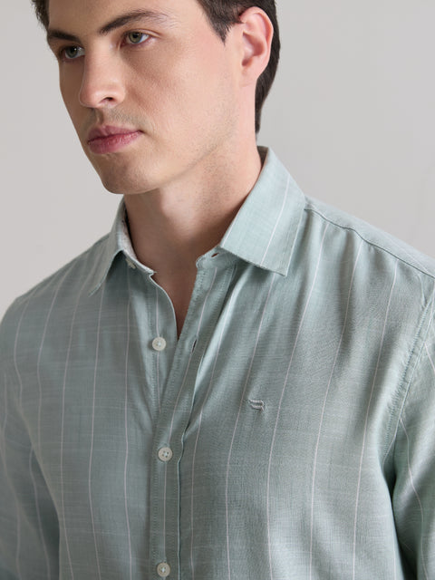 Striped Slub Tailored Fit Shirt