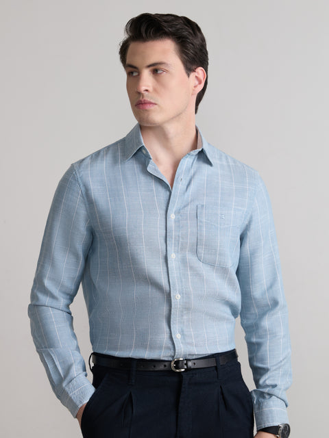 Striped Slub Tailored Fit Shirt