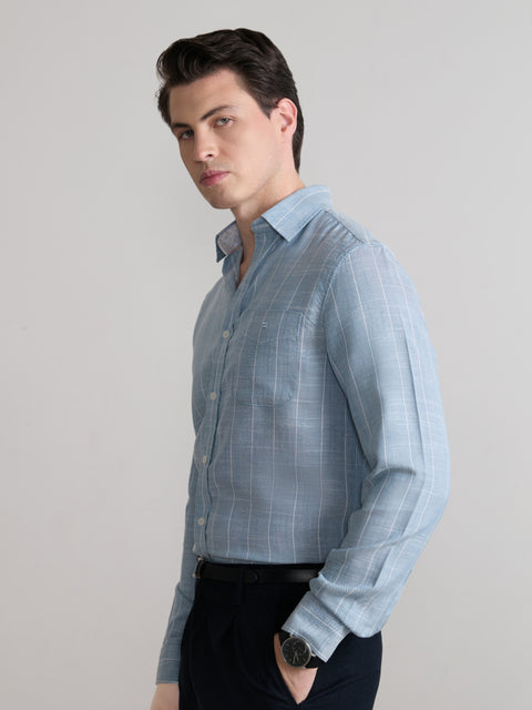 Striped Slub Tailored Fit Shirt