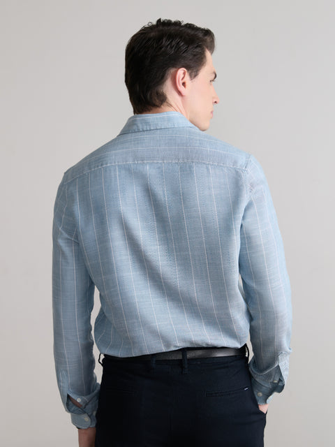 Striped Slub Tailored Fit Shirt