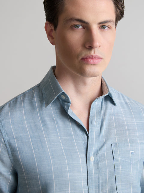 Striped Slub Tailored Fit Shirt