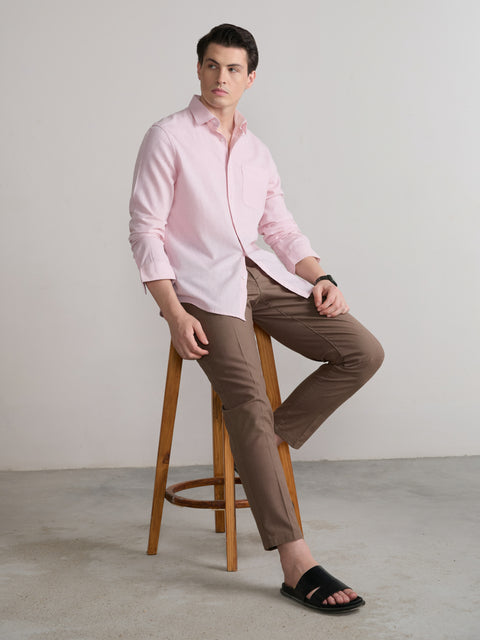 Plain Cotton Blend Shirt