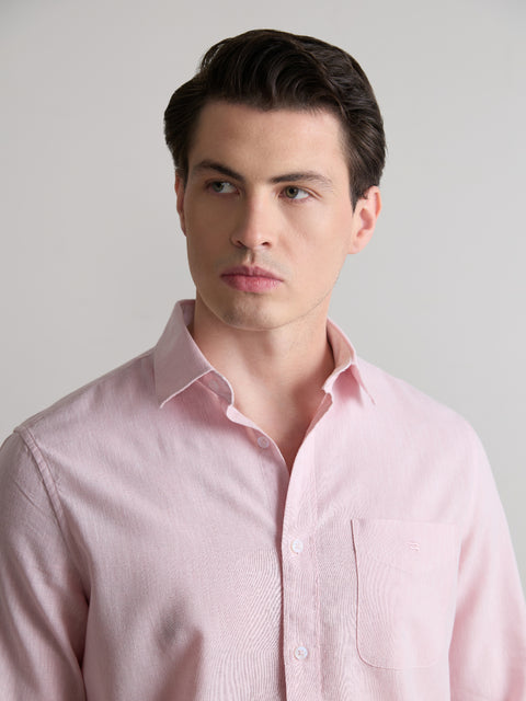 Plain Cotton Blend Shirt