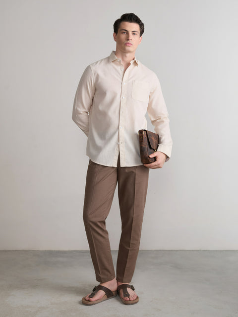 Plain Cotton Blend Shirt