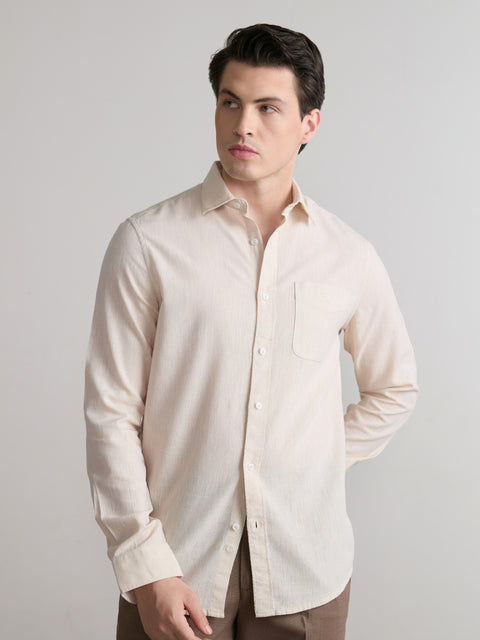 Plain Cotton Blend Shirt