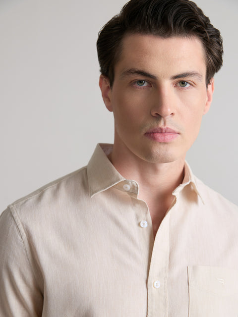 Plain Cotton Blend Shirt