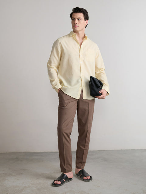 Plain Cotton Blend Shirt