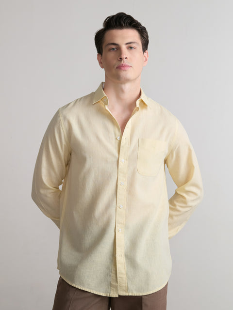Plain Cotton Blend Shirt