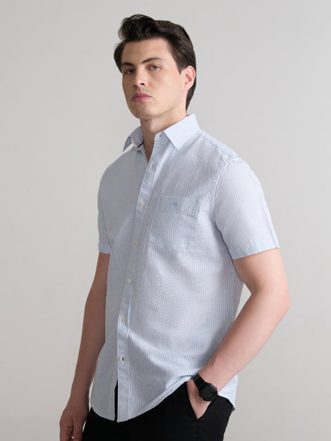 Striped Slub Tailored Fit Shirt