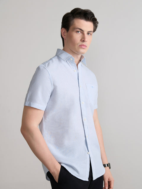 Striped Slub Tailored Fit Shirt