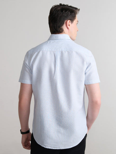 Striped Slub Tailored Fit Shirt
