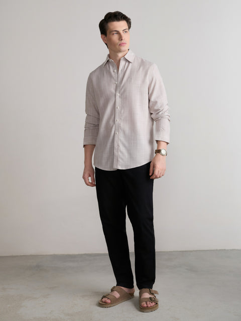 Striped Slub Tailored Fit Shirt