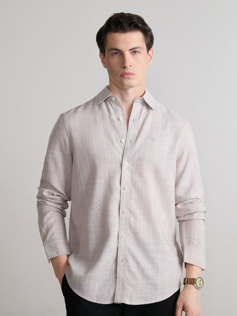 Striped Slub Tailored Fit Shirt