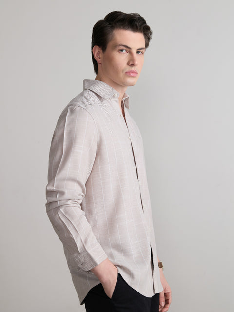 Striped Slub Tailored Fit Shirt