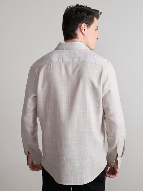 Striped Slub Tailored Fit Shirt