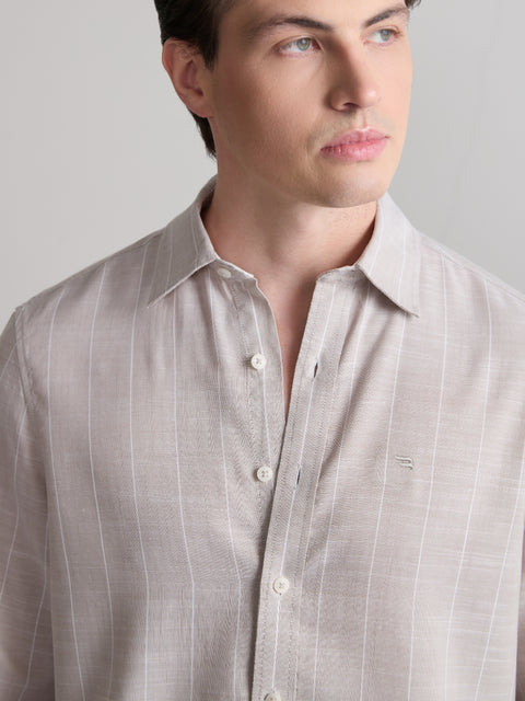 Striped Slub Tailored Fit Shirt