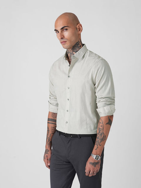 DOBBY PLAIN TAILORED SHIRT-Shirt - 260134945