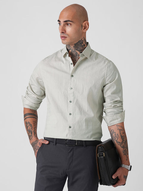 DOBBY PLAIN TAILORED SHIRT-Shirt - 260134945