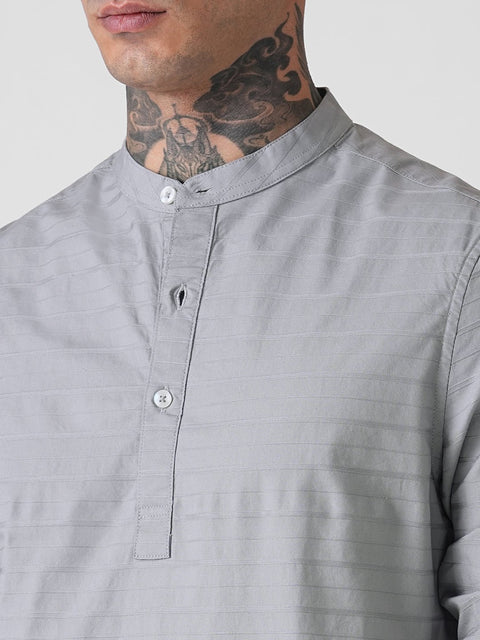 DOBBY STRIPED TAILORED KURTA - Kurta - 260134895