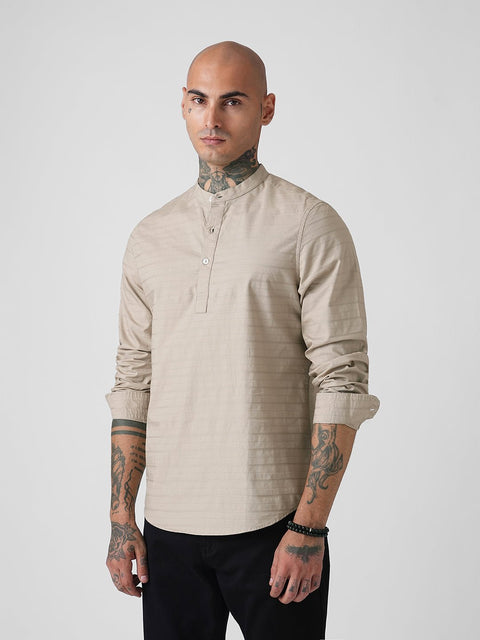 DOBBY STRIPED TAILORED KURTA - Kurta - 260134885